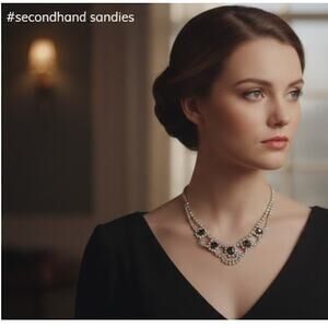 Vintage Necklace Statement Piece Rhinestone and smoky topaz fariycore romantic